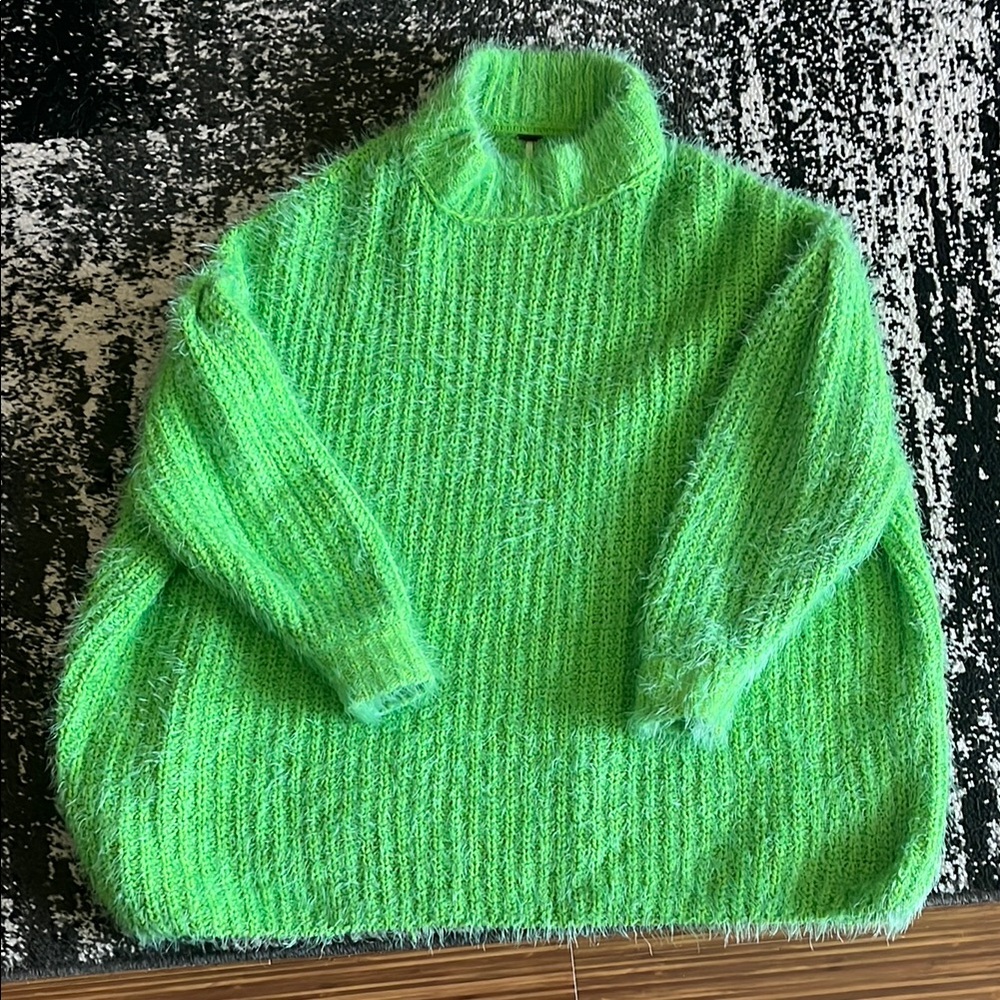Free People Green Fuzzy Sweater